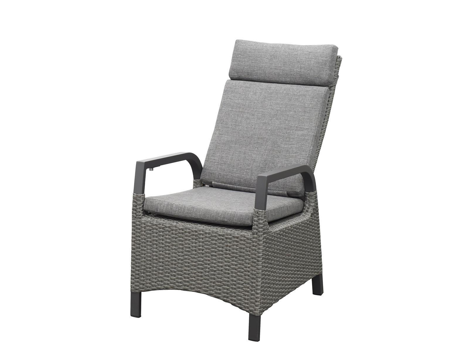 GARTENSESSEL Canberra 2er-Set Anthrazit Aluminium verstellbare Lehne - Grau, Naturmaterialien (57/112/67cm) - Green Spirit