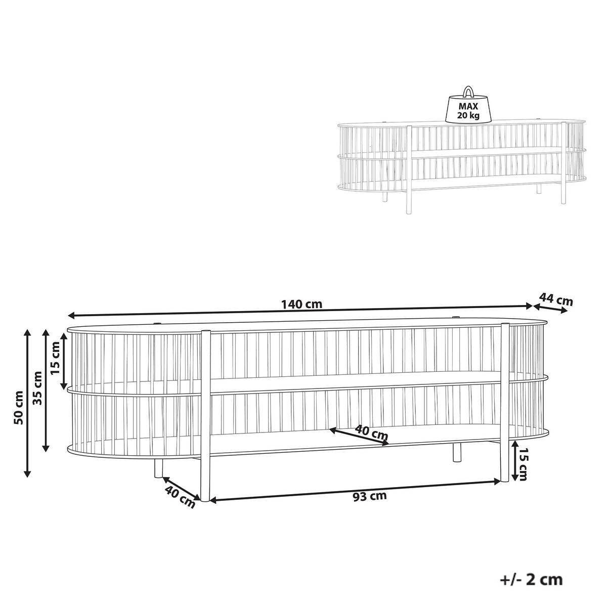 TV-MÖBEL Schwarz Birson - Schwarz, Holzwerkstoff (140/50/44cm) - Beliani
