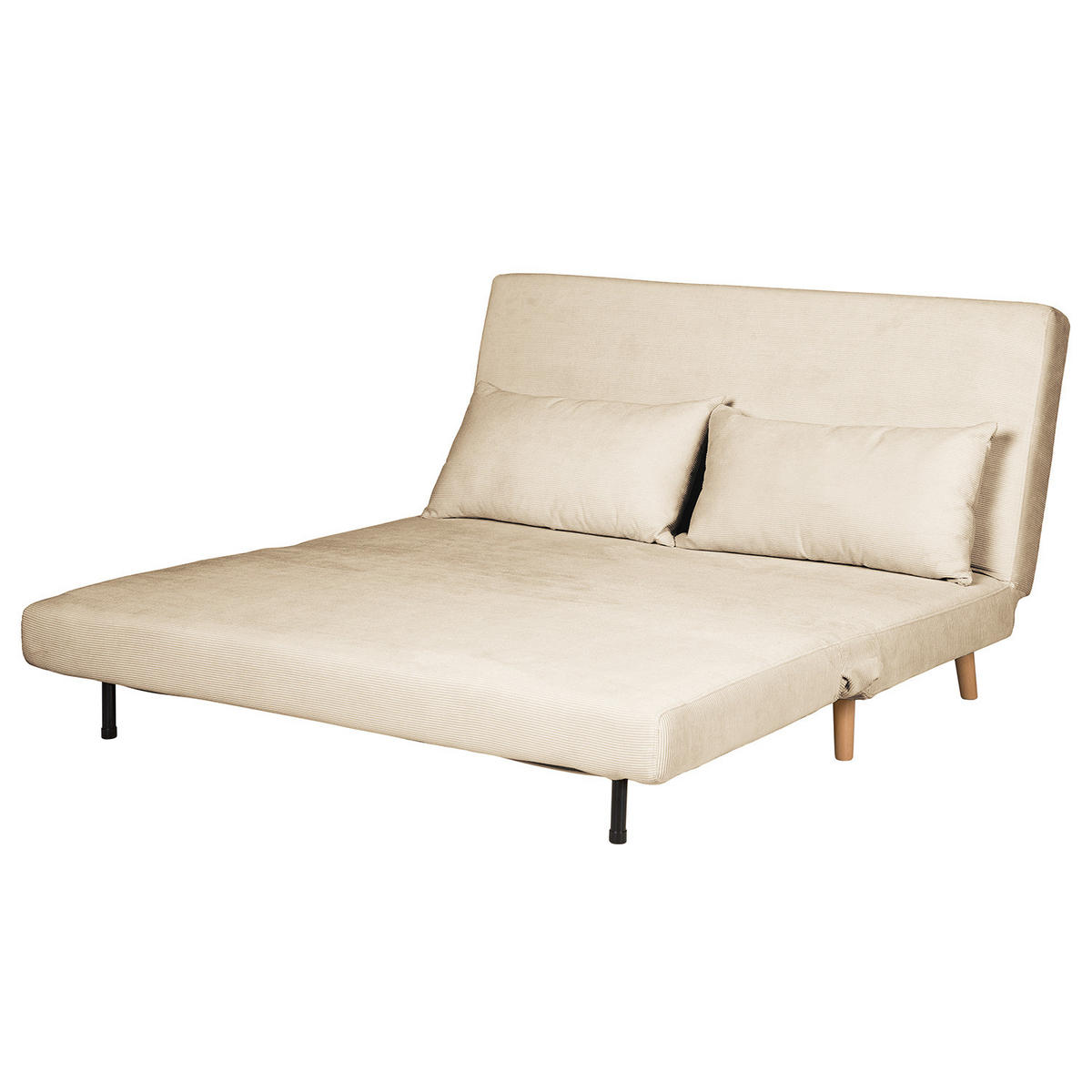 SCHLAFSOFA - Beige/Buchefarben, Buchenholz/Textil (141/81/90cm) - home24