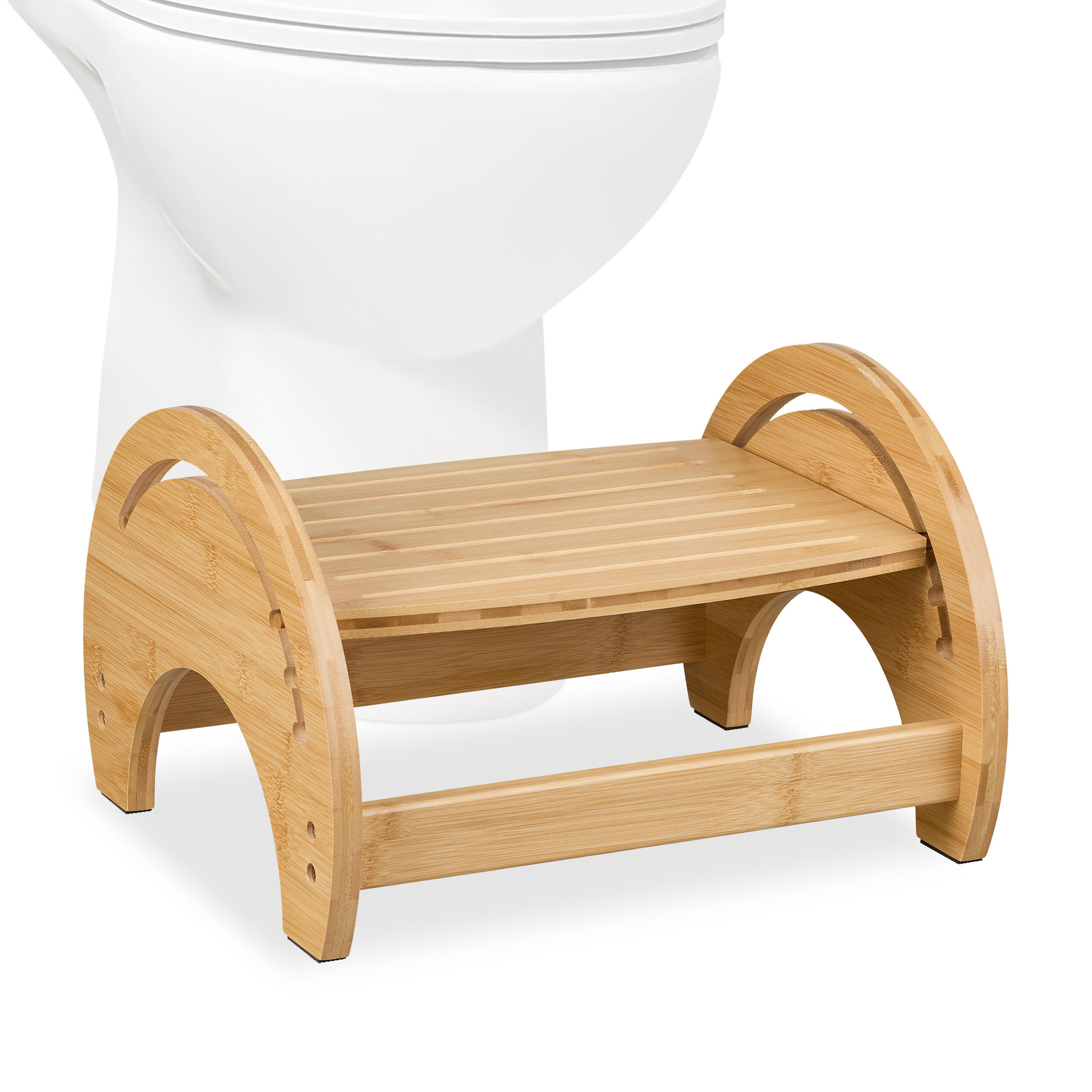 TOILETTENHOCKER - Hellbraun, Holz/Kunststoff (36/23/32cm) - Relaxdays