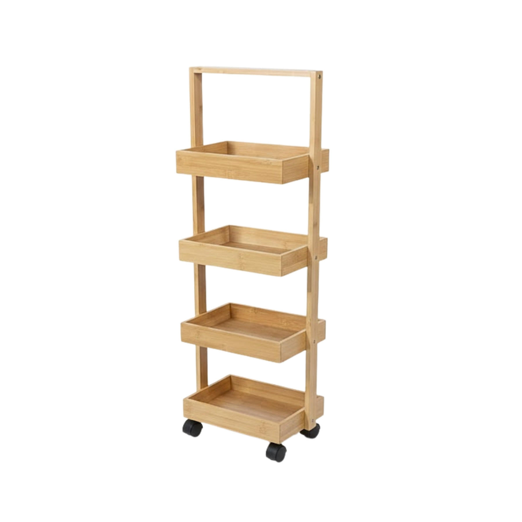BAMBUSREGAL Vink 90 cm 4 Körbe - Beige, Naturmaterialien (16/90/28cm) - NUXIO