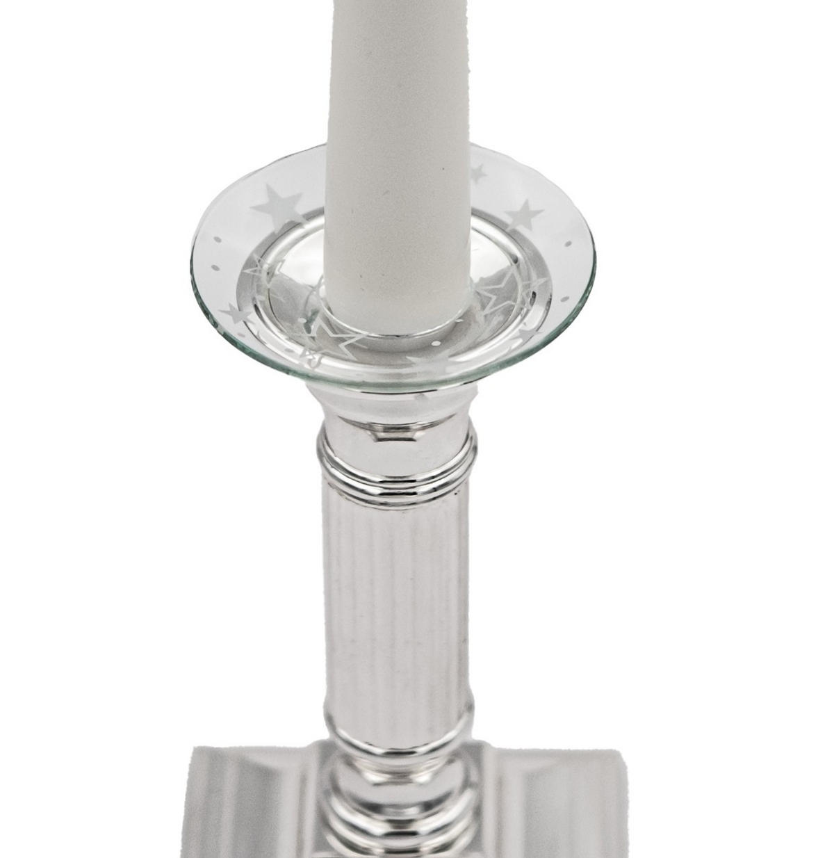 GLAS-KERZENMANSCHETTE (Bobeches) "Sternenregen" für Kerzen bis Ø 25 mm - Transparent, Paraffin (7/0.2/7cm) - Holfeuer Crystal Design