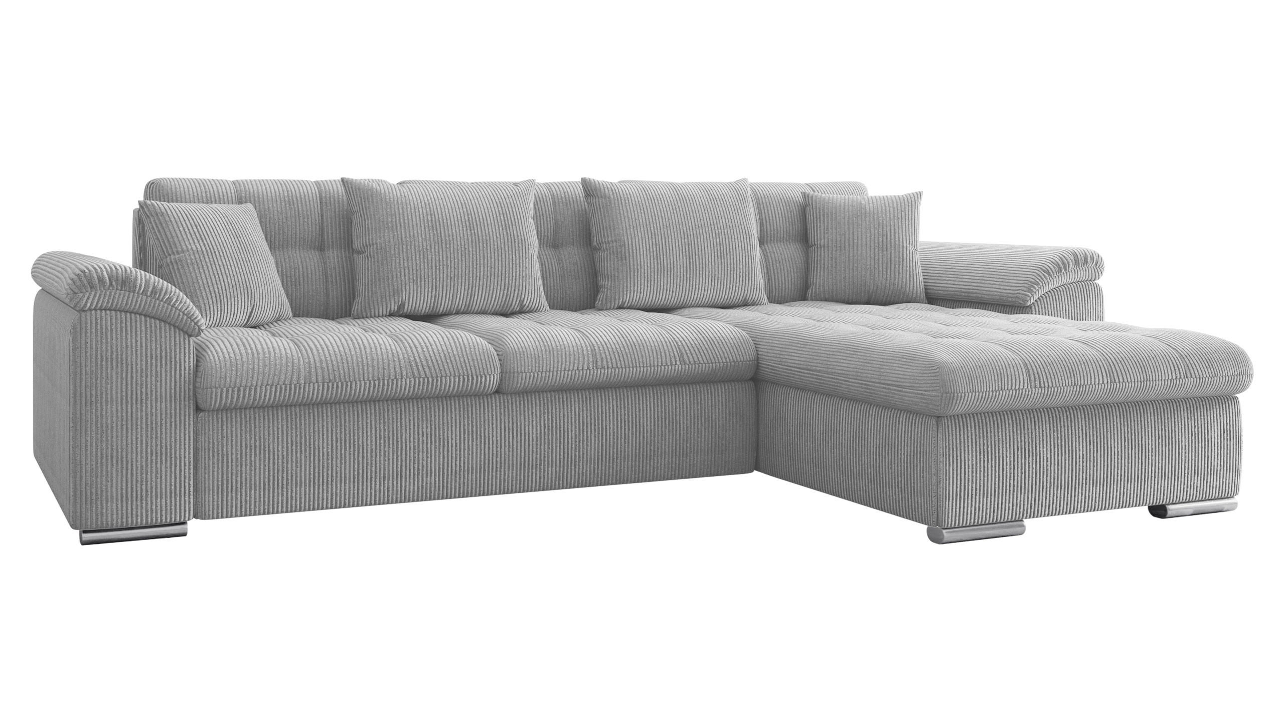 ECKSOFA Diana Cord, Seite: Rechts - Hellgrau, Holz/Textil (280/160cm) - MIRJAN24