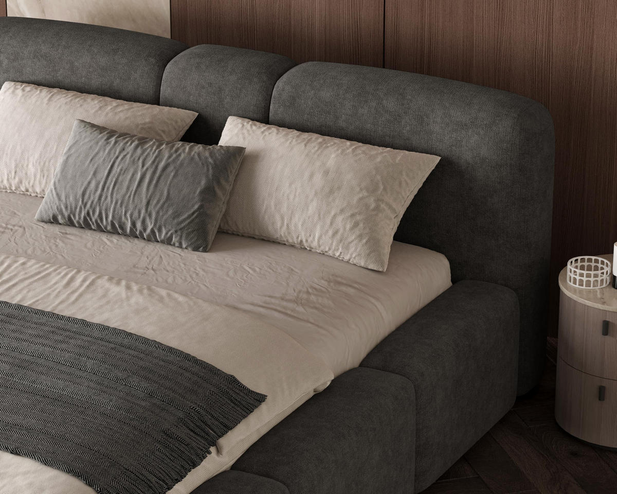 POLSTERBETT Monte140x200 cm- Bettkasten und Stauraum - Doppelbett mit Stabilem Metallrahmen - Anthrazit - Anthrazit, Holzwerkstoff (140/200cm) - Chilly