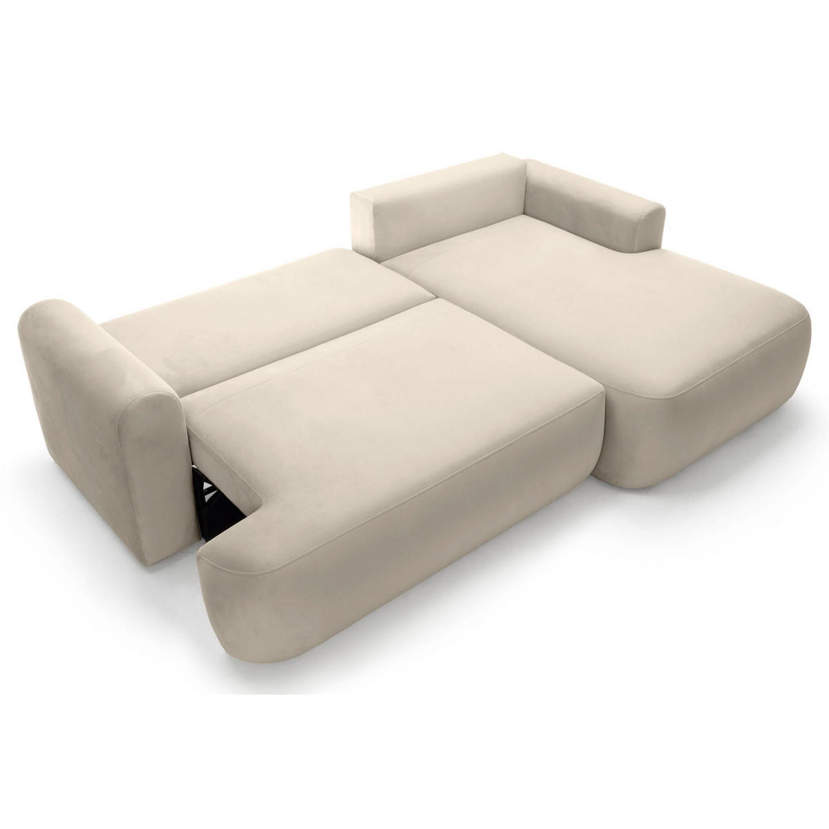 ECKSOFA Ovo Hellbeige mit wasserabweisendem Samtbezug - Ecru/Schwarz, Kunststoff/Textil (260/165cm) - Selsey