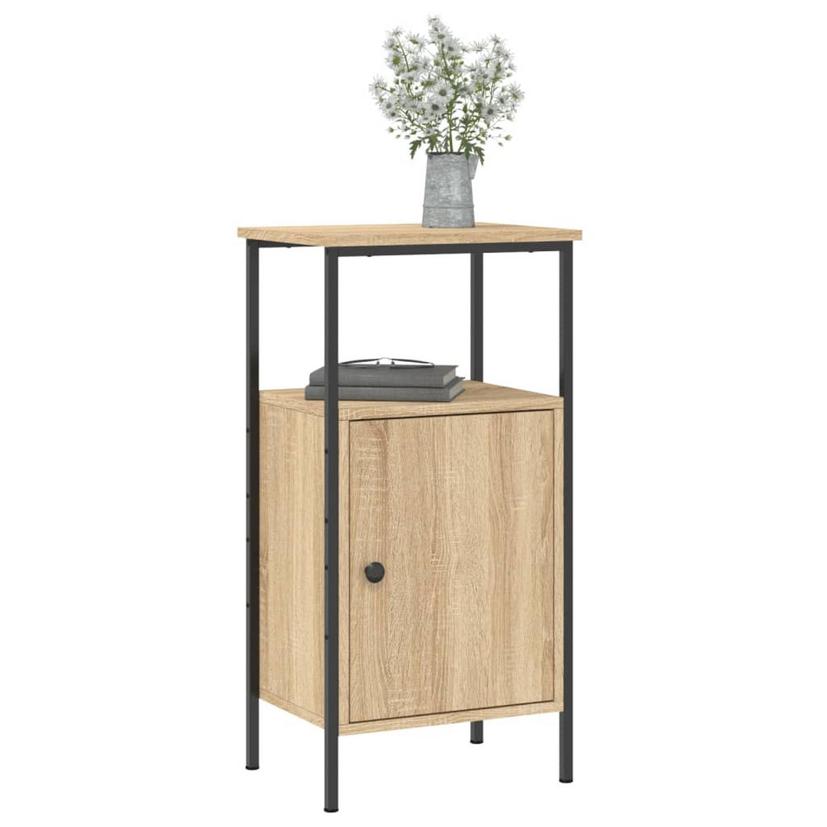 NACHTTISCH mit 4 verstellbaren Beinen 41/31/80 cm aus Holzwerkstoff in Sonoma-Eiche Dekor - Sonoma Eiche, Holz (41/80/31cm) - vidaXL
