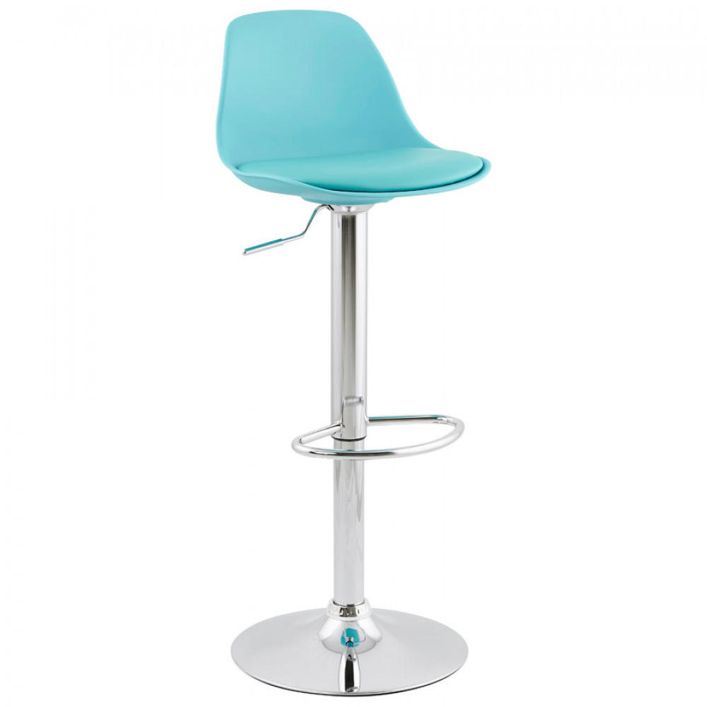 BARHOCKER Blau 39x104x42cm - Blau/Chromfarben, Leder/Kunststoff (39/104/42cm) - AlterEgo