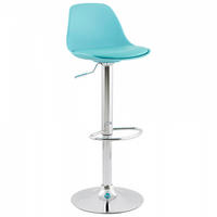 BARHOCKER Blau 39x104x42cm - Blau/Chromfarben, Leder/Kunststoff (39/104/42cm) - AlterEgo