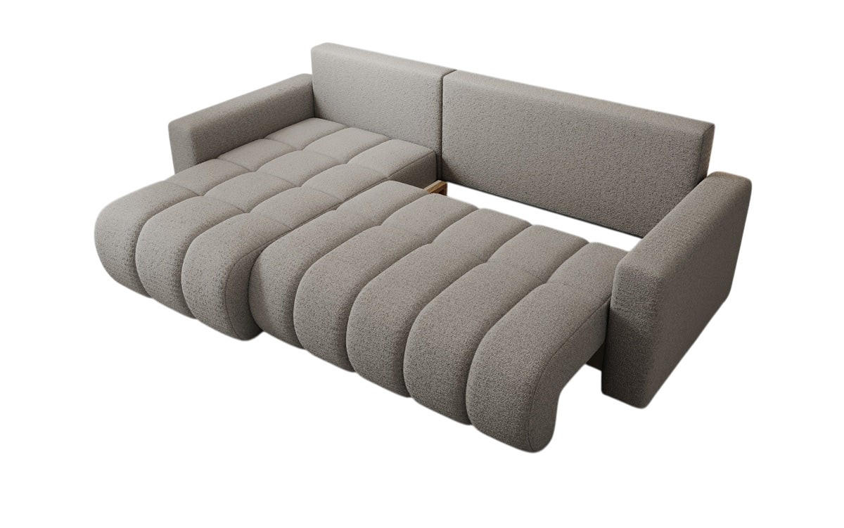 ECKSOFA GERRO Schlaffunktion Bettkasten Universal Boucle Grau - Grau, Textil (237/142cm) - Luxkor24