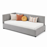 SCHLAFSOFA mit Lattenrost 90x200 cm Samt Grau - Grau, Metall (90/200cm) - Meubliv