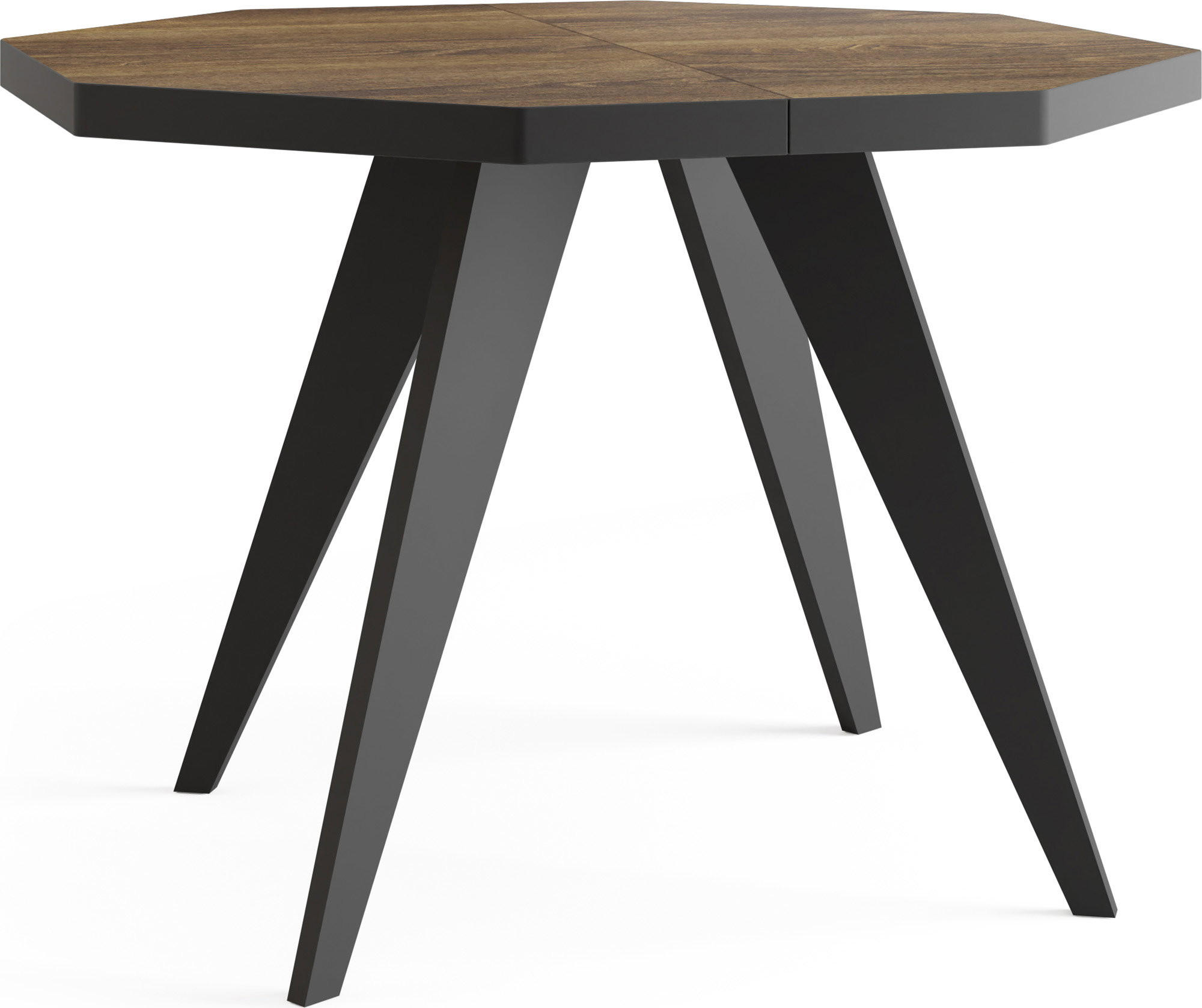 ESSTISCH Diamond Black achteckiger ausziehbarer, Arvadonna Chestnut 100-150/100/76 cm - Kastanienfarben/Schwarz, Holz/Holzwerkstoff (100/150/77cm) - WFL GROUP