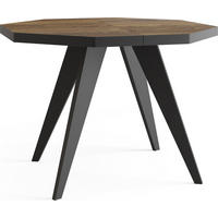 ESSTISCH Diamond Black achteckiger ausziehbarer, Arvadonna Chestnut 100-200/100/76 cm - Kastanienfarben/Schwarz, Holz/Holzwerkstoff (100/200/77cm) - WFL GROUP