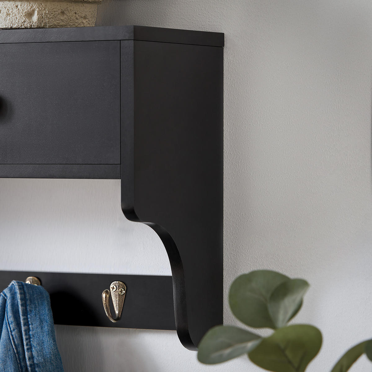 WANDGARDEROBE Schwarz - Schwarz, Holzwerkstoff (60/27/14cm) - SoBuy