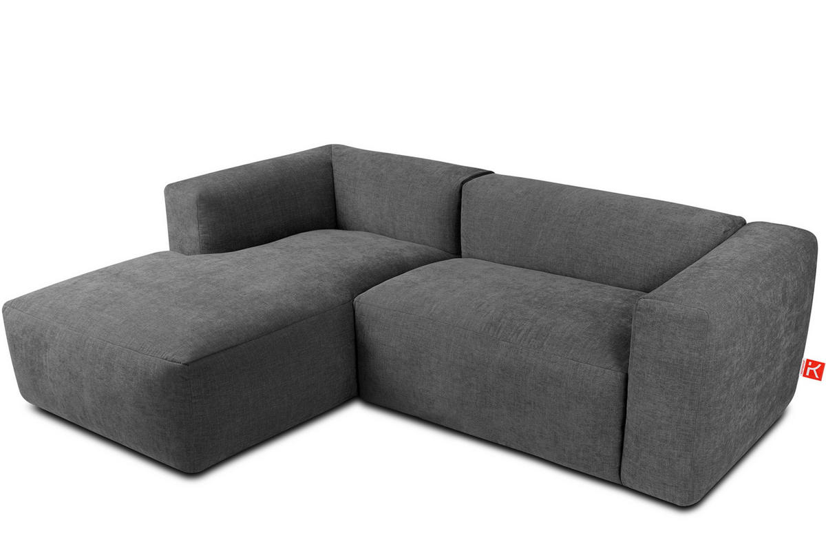 ECKMODULSOFA-LINKS BUFFO 3/4 Sitzer mit extrem weicher Sitzfläche, Gewebestoff, aschfahl - Grau, Textil (237/180cm) - KONSIMO®