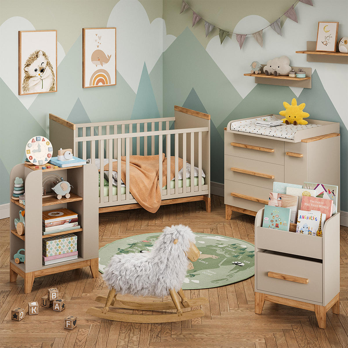 KINDERREGAL Malia Cashmere 60 x 88 cm mit 9 fächern - Kaschmir/Hellgrau, Holzwerkstoff (60/88/30cm) - VitaliSpa