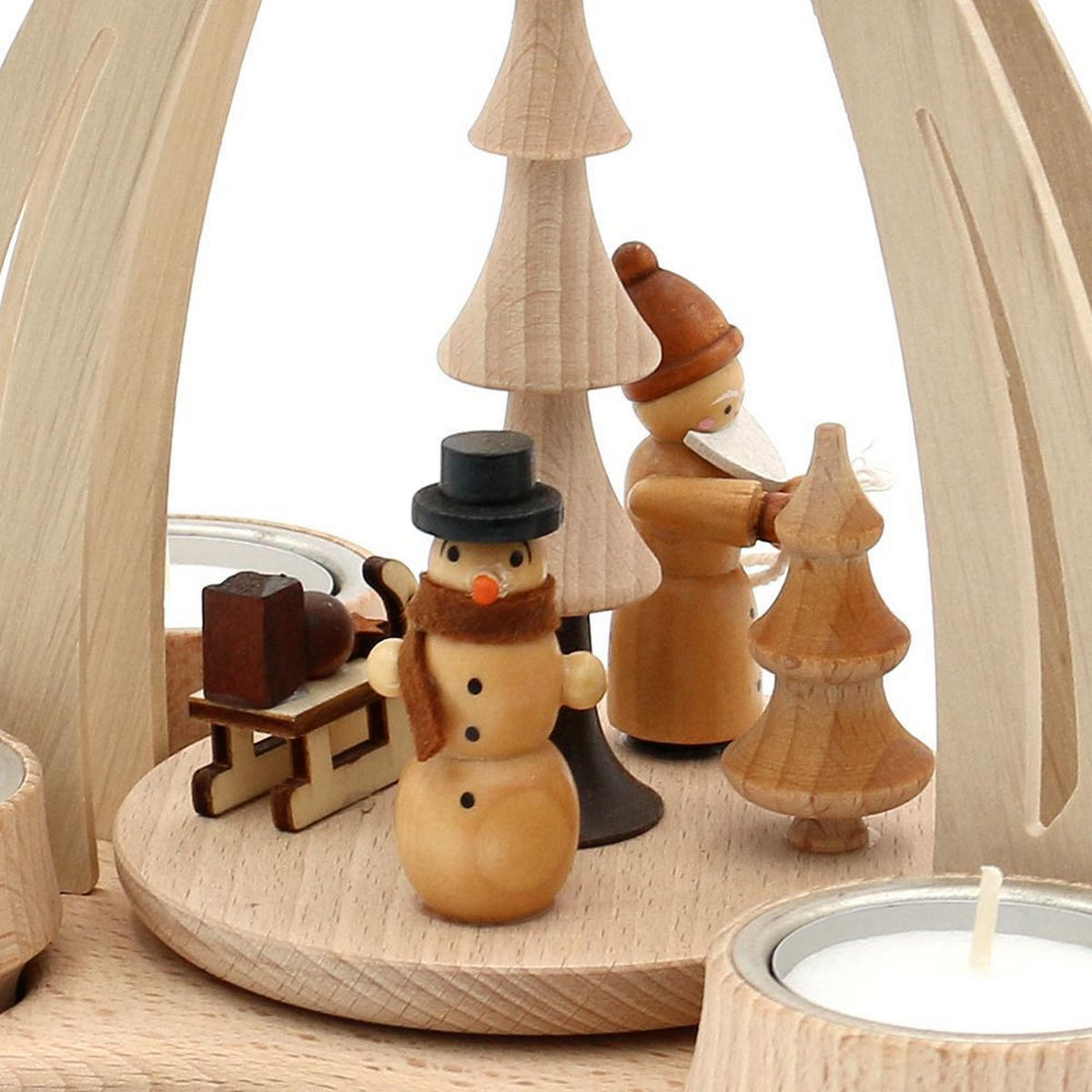 TISCH-PYRAMIDE Schneemann Weihnachtsmann 14/18/24 cm - Multicolor, Holz (0.1/24/0.1cm) - Dekoteam24