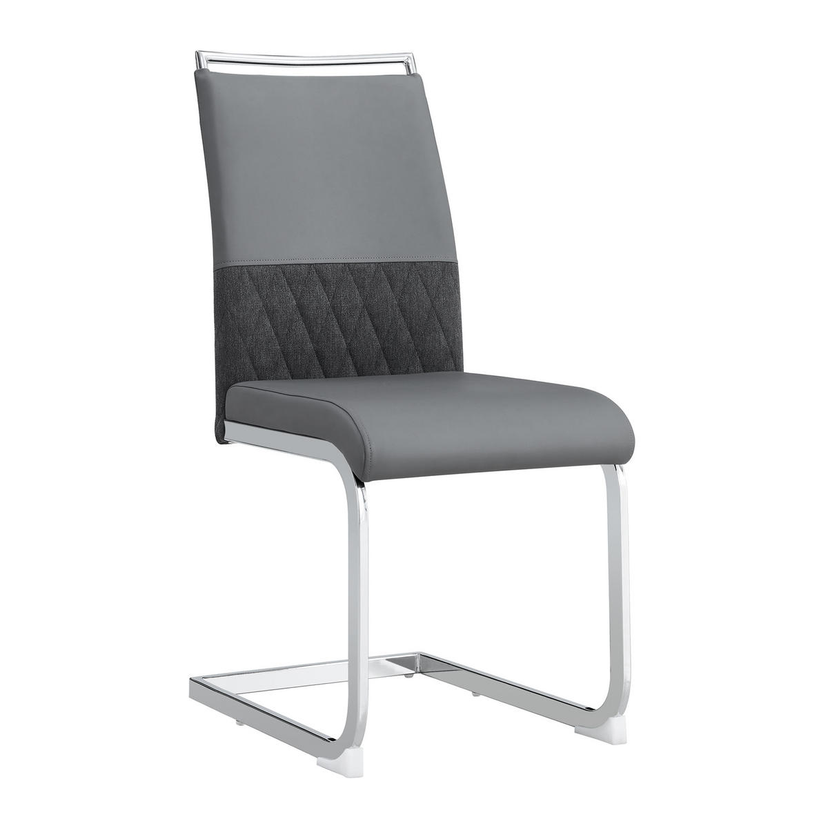 ESSZIMMERSTUHL 2er-Set mit Kunstleder- und Leinenpolsterung, ergonomischer Küchen- und Bürostuhl, grau - Grau, Kunststoff (48/95/42cm) - Luhomfu