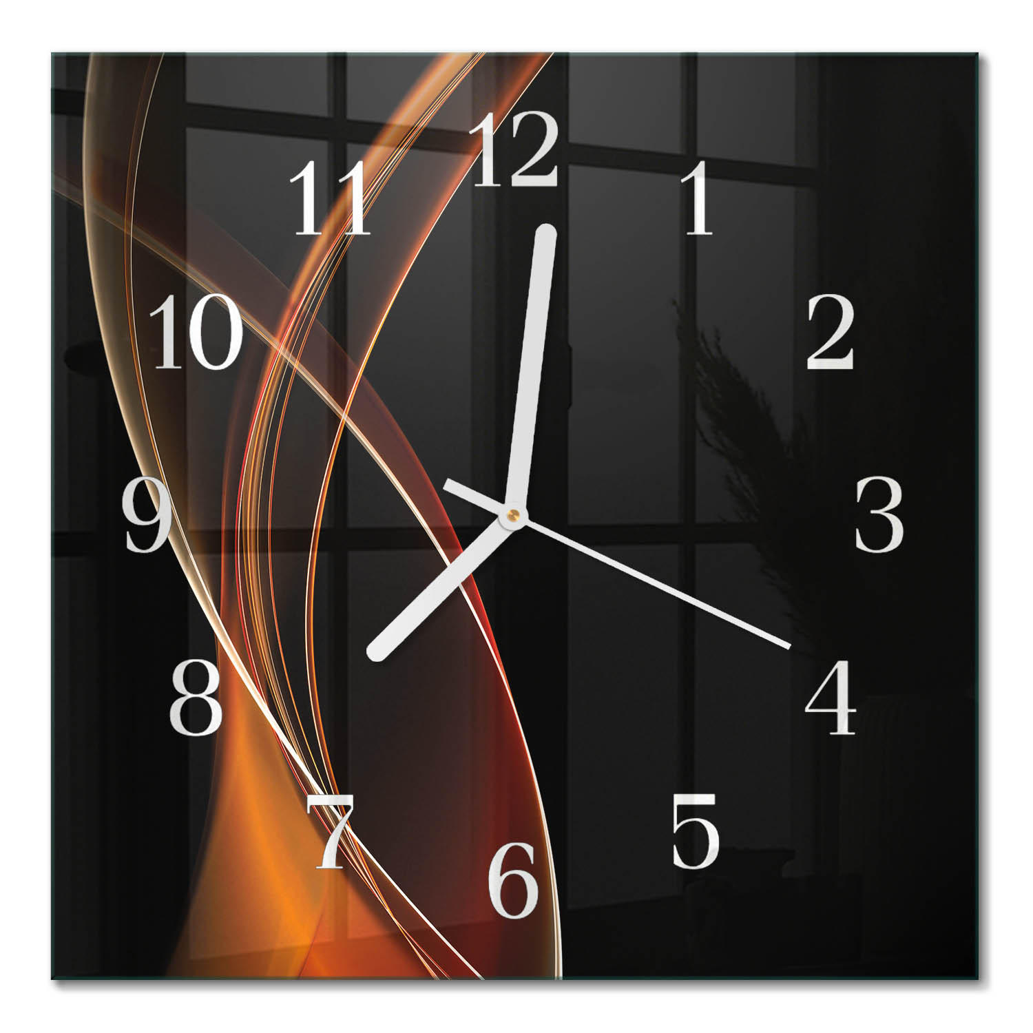 WANDUHR 30x30 cm - Abstrakte Linien - Orange, Glas (30/30/0.4cm) - TULUP