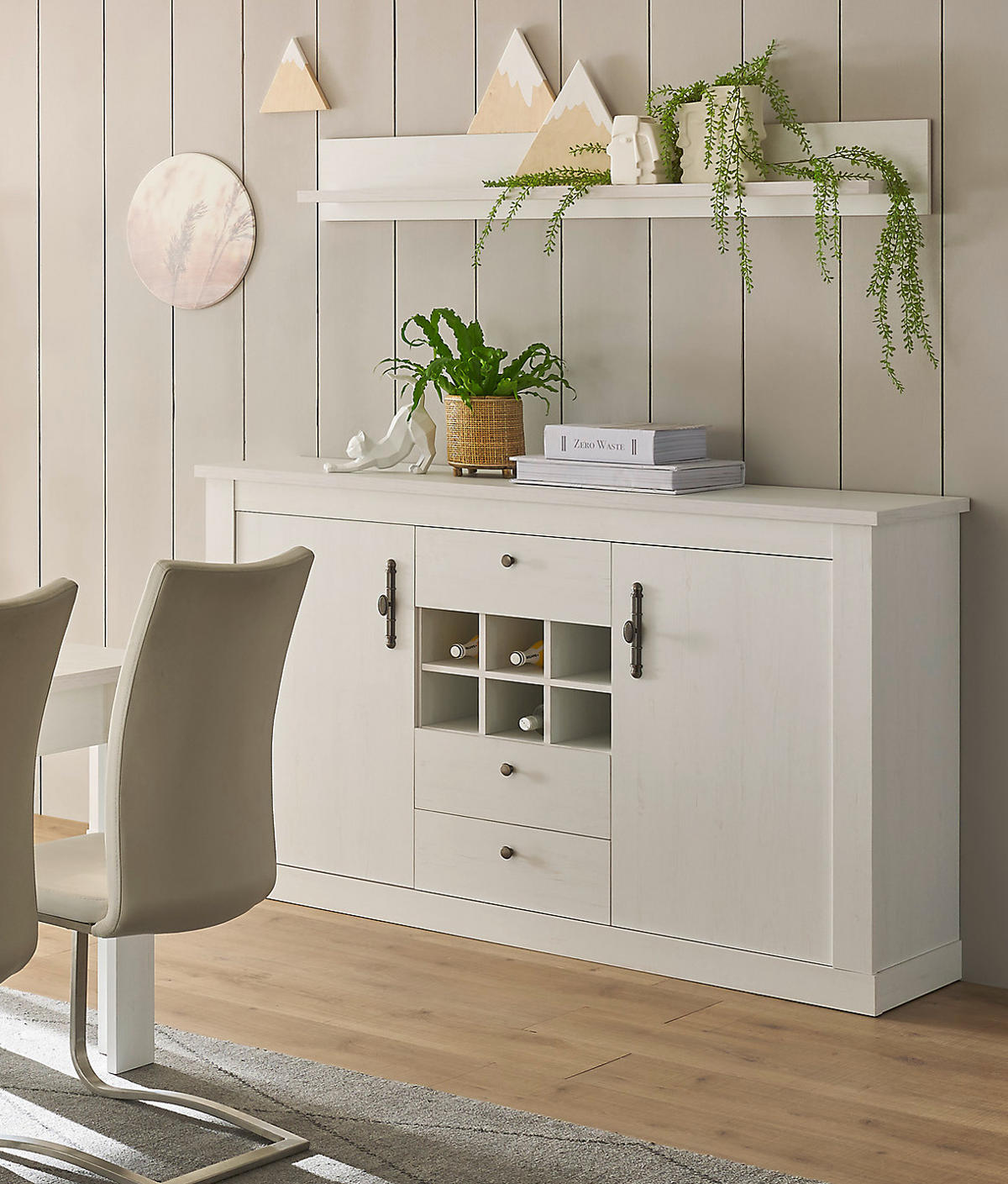 WANDBOARD weiß Pinie, Landhaus, Wandregal 150 cm - Weiß, Holzwerkstoff (150/20/20cm) - Furn.Design