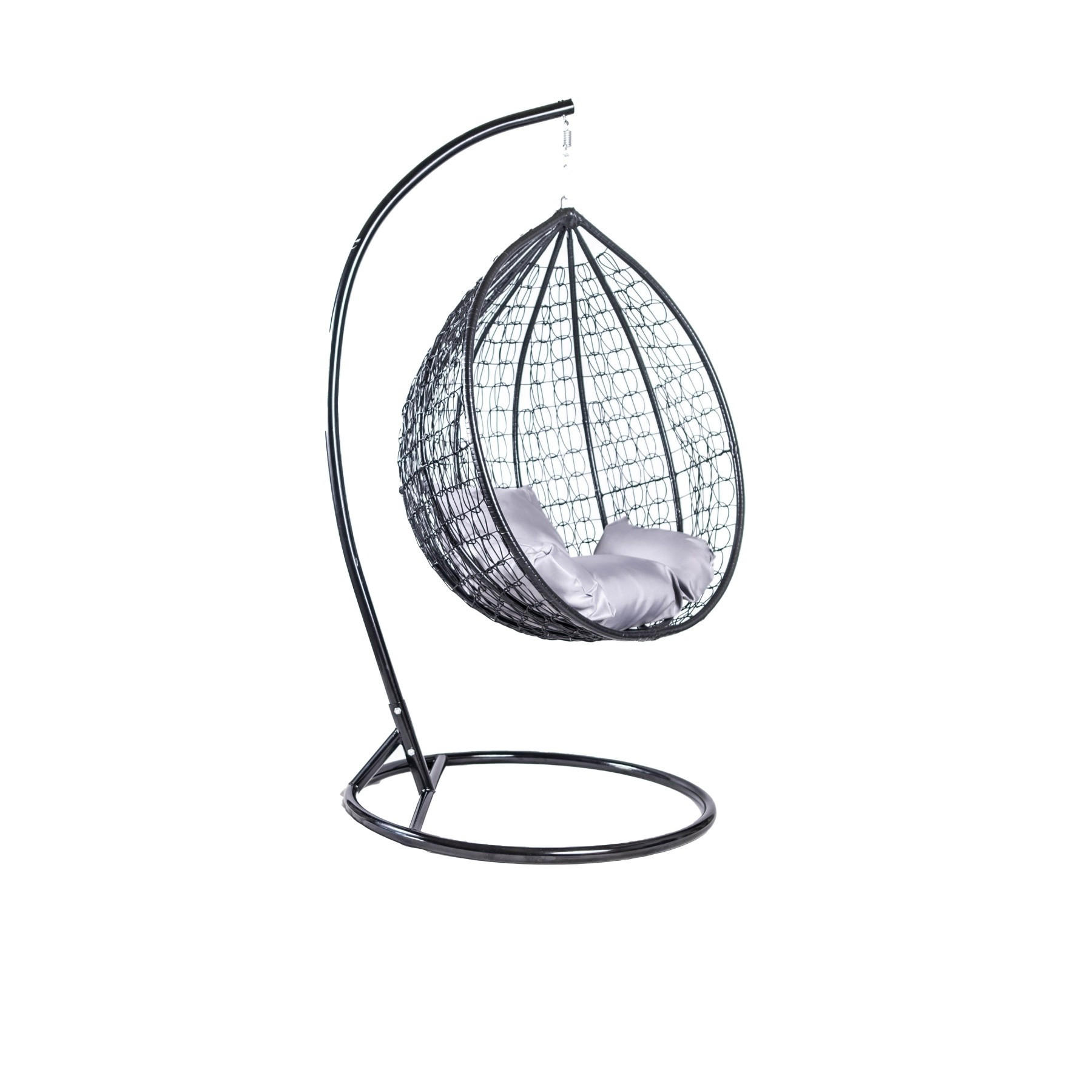HÄNGESESSEL Cobe Schwarz, Grau Kissen, Garten Hängesessel Kokon aus Technorattan - Schwarz/Grau, Kunststoff/Metall (107/198/68cm) - Bettso