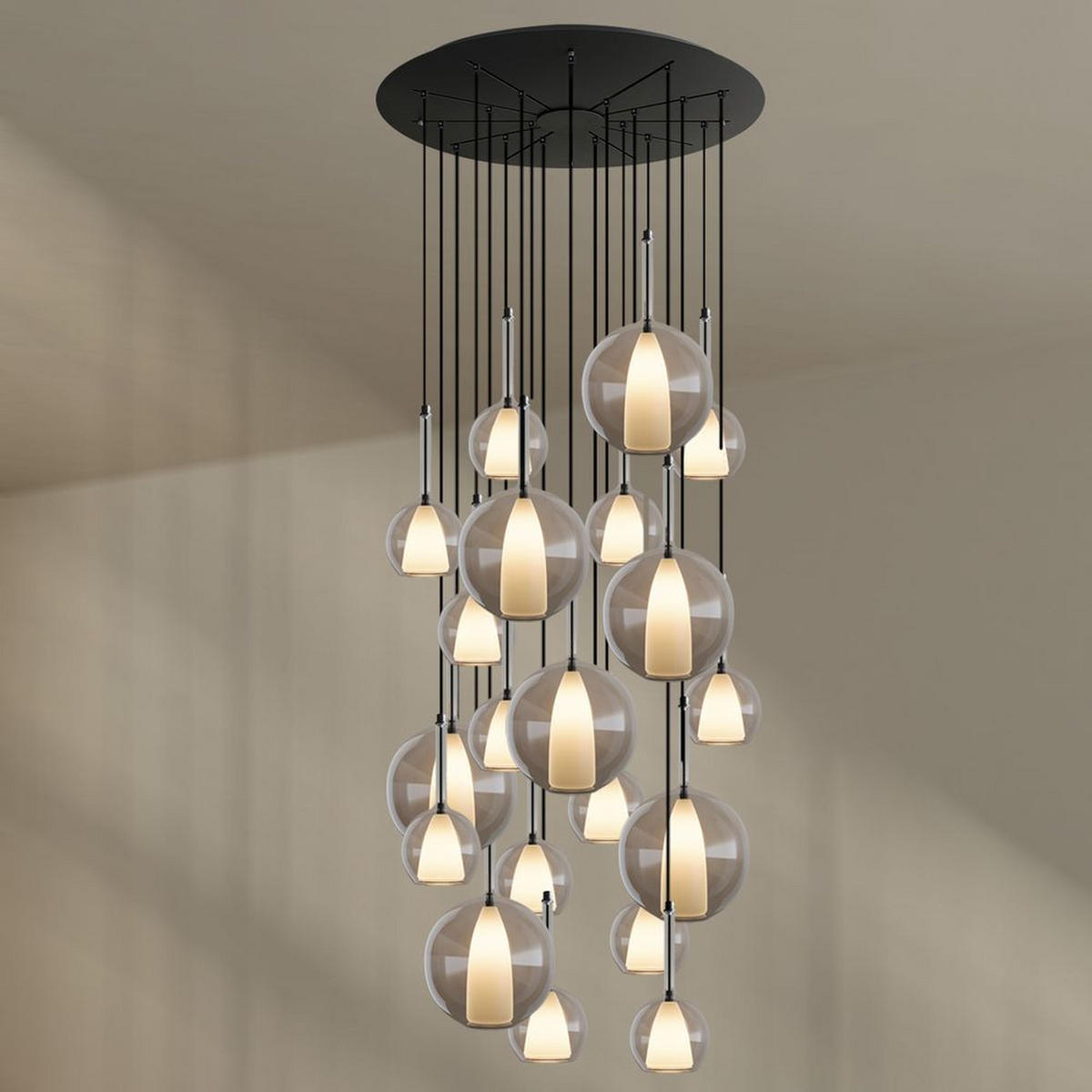 GALERIELEUCHTE Belluna 20-flammig Braun Ø 14/24cm - Braun, Glas (24/24/45cm) - s.luce