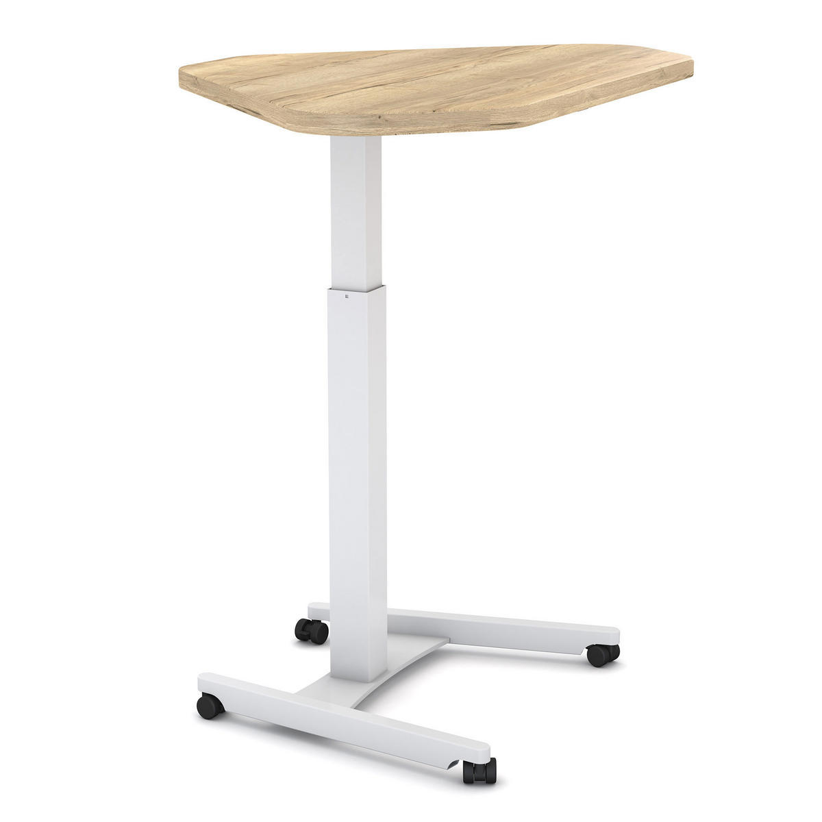 STEHPULT Höhenverstellbares Steh-Sitzpult Single Desk Eiche Natura Signalweiß /72-116cm - Weiß, Holz/Metall (67.5/108/72cm) - ASSMANN
