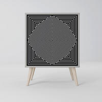 SIDEBOARD POLYGON ILLUSION, Grau, 57,5x42x77,5 cm, Schräge Buchenholzfüße - Buchefarben/Multicolor, Holzwerkstoff/Buchenholz (57.5/77.5/42cm) - SpaceRebels