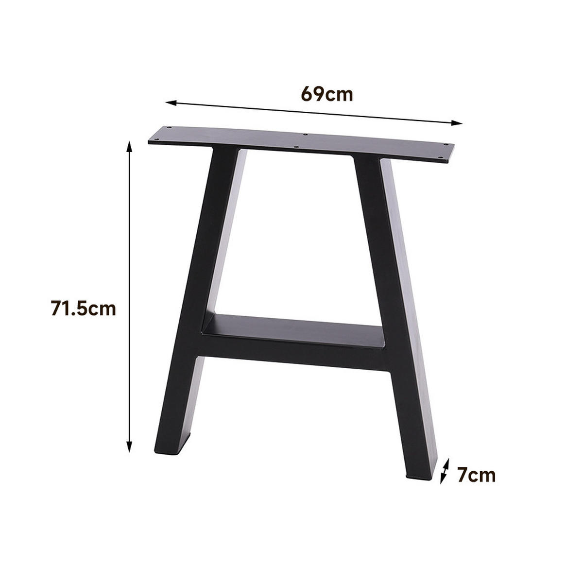 TISCHGESTELL-SET 2-TLG. Leiterförmig Metall - Schwarz, Metall (69/71.5/7cm) - Livingandhome