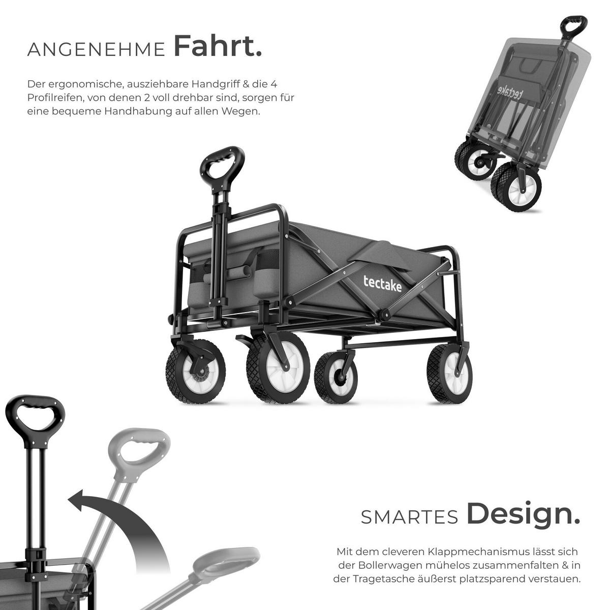 BOLLERWAGEN Leon, inklusive Tragetasche, Belastbarkeit 80 kg, grau - Grau, Kunststoff (53.5/101/91cm) - tectake