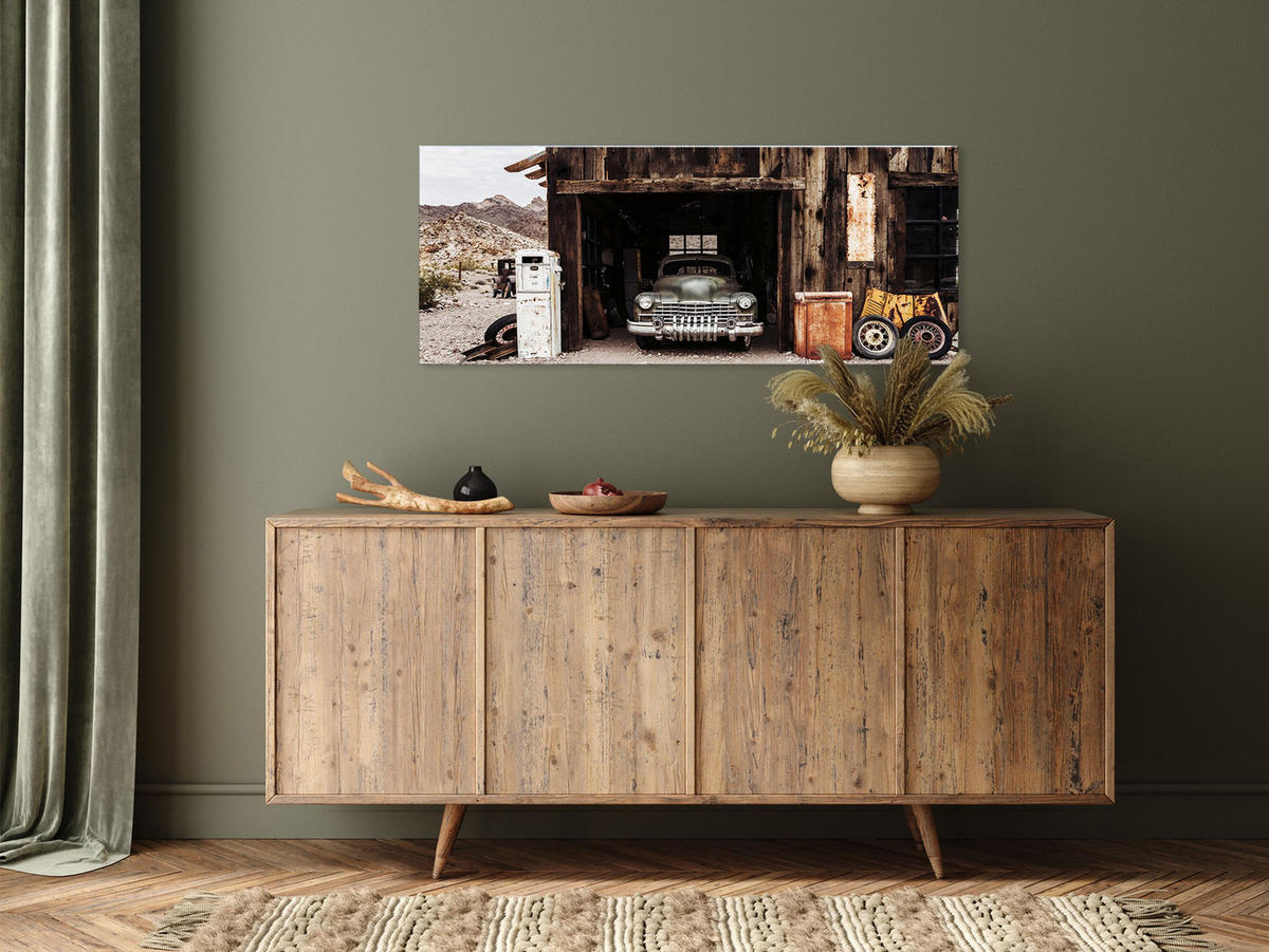 GLASBILD 125x50 cm Oldtimer vintage - Anthrazit, Glas (125/50cm) - artissimo