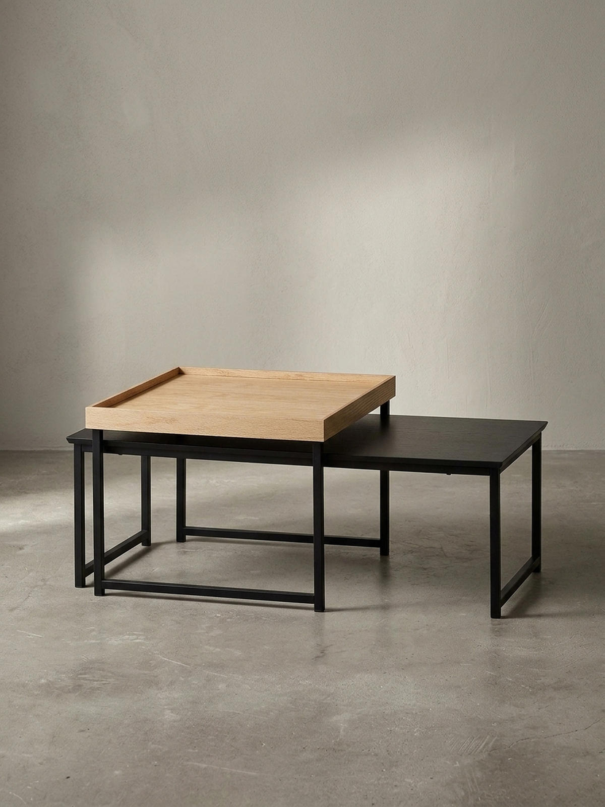COUCHTISCH 2er Set Holz Metall Ineinanderschiebbar SILVANUS, Schwarz 110x60x45 cm - Schwarz, Holz/Metall (60/110/45cm) - KADIMA DESIGN