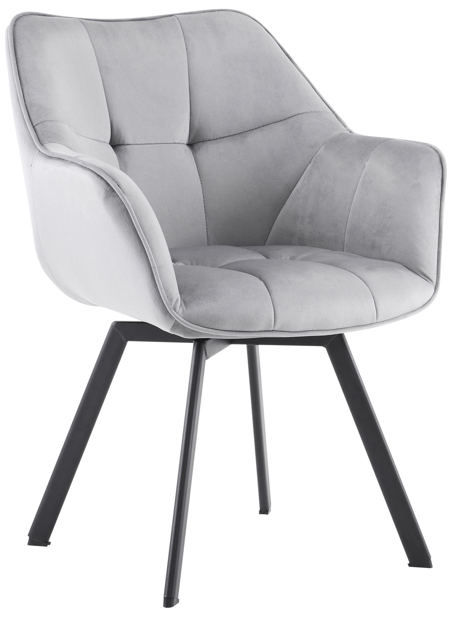 ESSZIMMERSTUHL Samt dunkelgrau - Dunkelgrau/Schwarz, Textil/Metall (60/81/59cm) - CLP