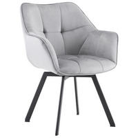 ESSZIMMERSTUHL Samt dunkelgrau - Dunkelgrau/Schwarz, Textil/Metall (60/81/59cm) - CLP