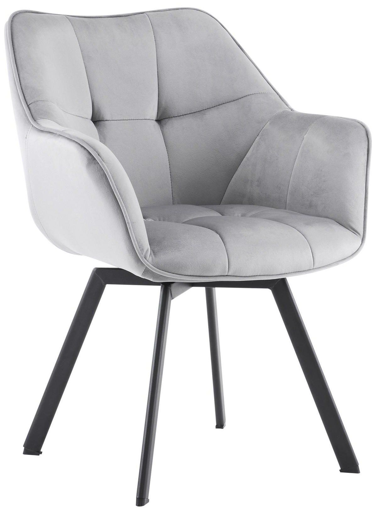 ESSZIMMERSTUHL Samt dunkelgrau - Dunkelgrau/Schwarz, Textil/Metall (60/81/59cm) - CLP