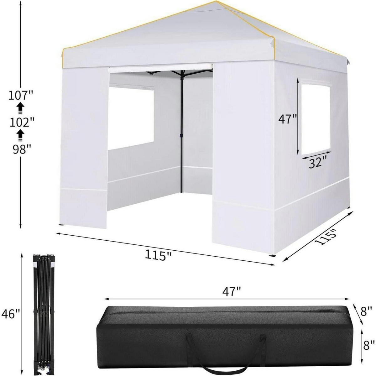 PAVILLON 3x3m Weiß Wasserdicht UV 50+ mit 4 Seitenteilen - Weiß, Textil (300/248.9/300cm)
