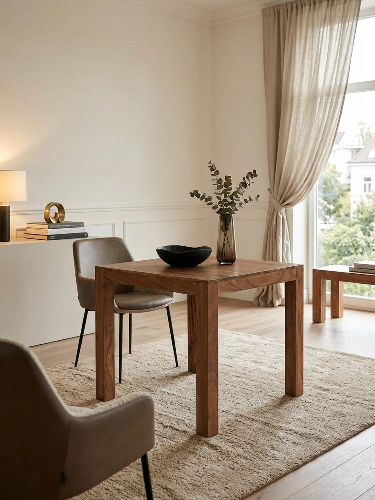 ESSTISCH Massivholz Akazie Rechteckig Handgefertigt NAKO, Beige 80x80x76 cm - Hellbraun/Beige, Akazienholz/Holz (80/80/76cm) - KADIMA DESIGN