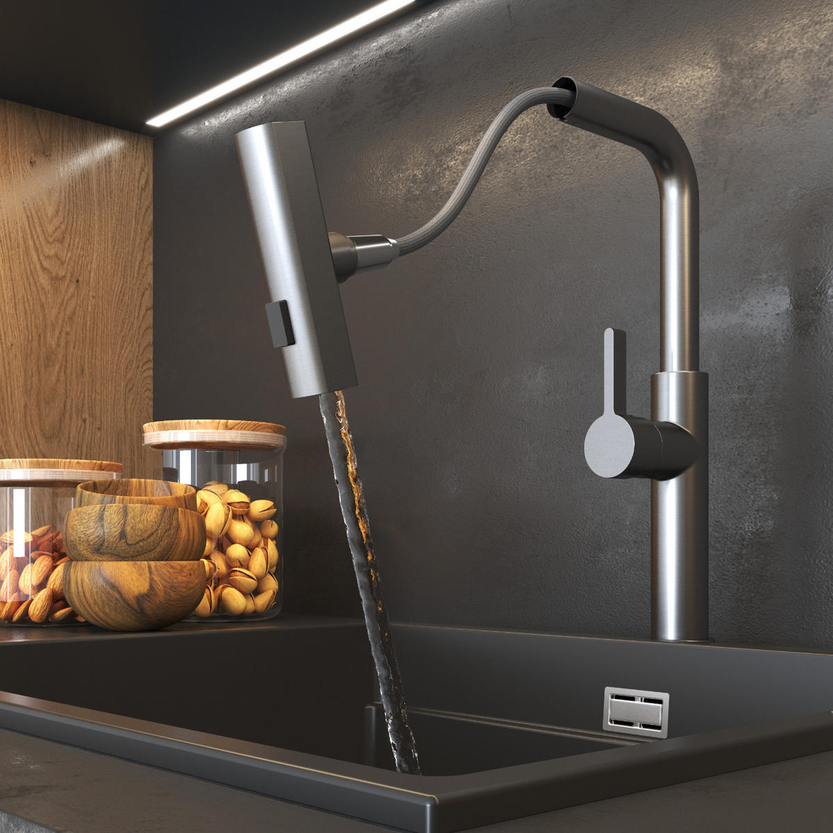 KÜCHENBATTERIE Giro - Grau, Metall (17/39/35cm) - Granitan