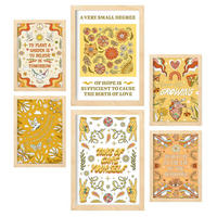 POSTER Set Mit 6 Drucken Der Selbstversorgung In Der Brillanten Groovy Dekorative Rahmen Für Ihr Zuhause Wandkunstdruck A3 & A4 Rahmen Aus Hellem Holz - Beige, Papier (29/3cm) - Nacnic