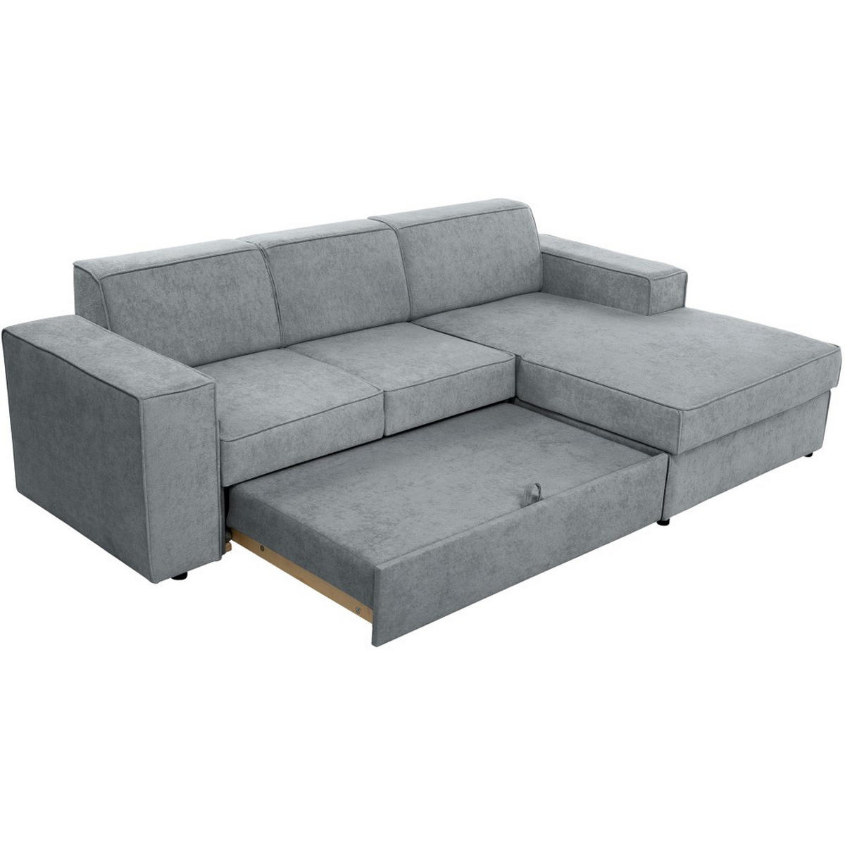ECKSCHLAFSOFA mit Schlaffunktion Pedro L hellgrau rechts - Hellgrau/Schwarz, Kunststoff/Textil (267/160cm) - Beautysofa