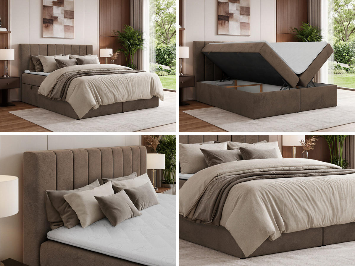BOXSPRINGBETT ALVER 180/200 - Braun Velvet - H4 - Braun, Textil (180/200cm) - MKS