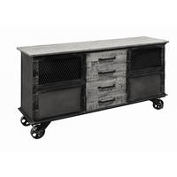 SIDEBOARD Mango 153x40x80 grau lackiert HEAVY INDUSTRY #153 - Grau, Holz (153/80/40cm) - Massivmoebel24
