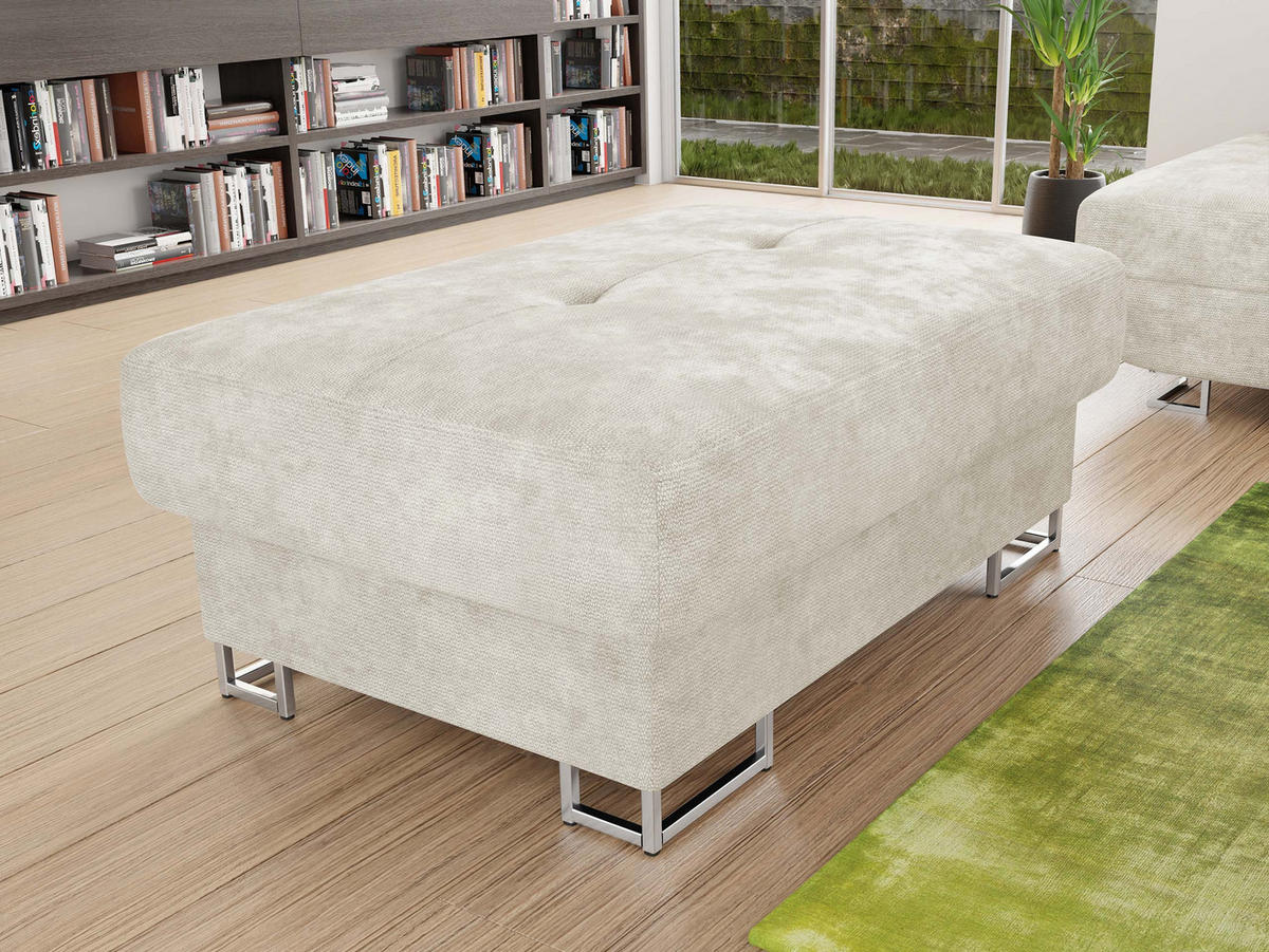 POLSTERHOCKER Cotere - Silberfarben/Creme, Holz/Textil (104/42/67cm) - MIRJAN24