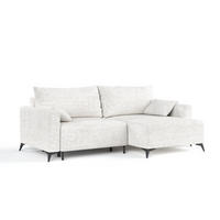 ECKSOFA NUVIO mit Schlaffunktion Creme im Neve Stoff - Creme/Schwarz, Holz/Holzwerkstoff (239/148cm) - AltaBeds