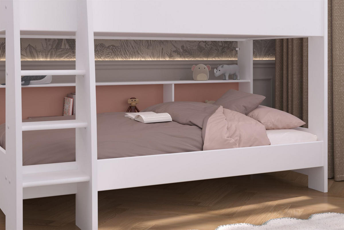 ETAGENBETT Parisot Leo 11 mit Bettschublade 90x200 Holzdekor Weiß - Weiß, Kunststoff (90/200cm) - 58aufmkessel