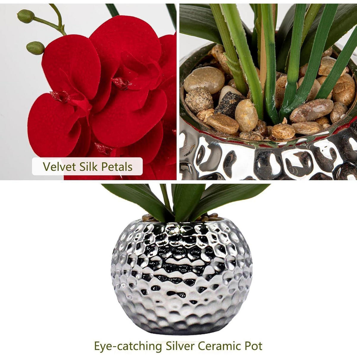 KUNSTBLUME Orchidee Phalaenopsis im Keramiktopf Rot 49 cm - Rot, Keramik (38cm)