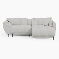 ECKSOFA LEGRO Rechts weiß Bouclé-Stoff L-Form Couch mit Schlaffunktion & Bettkasten - Schwarz/Weiß, Holz (285/180cm) - Barchello