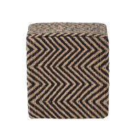 SITZWÜRFEL Jute mit Ethno-Muster, 36/36/38 cm - Schwarz, Textil (36/38/36cm) - Homescapes