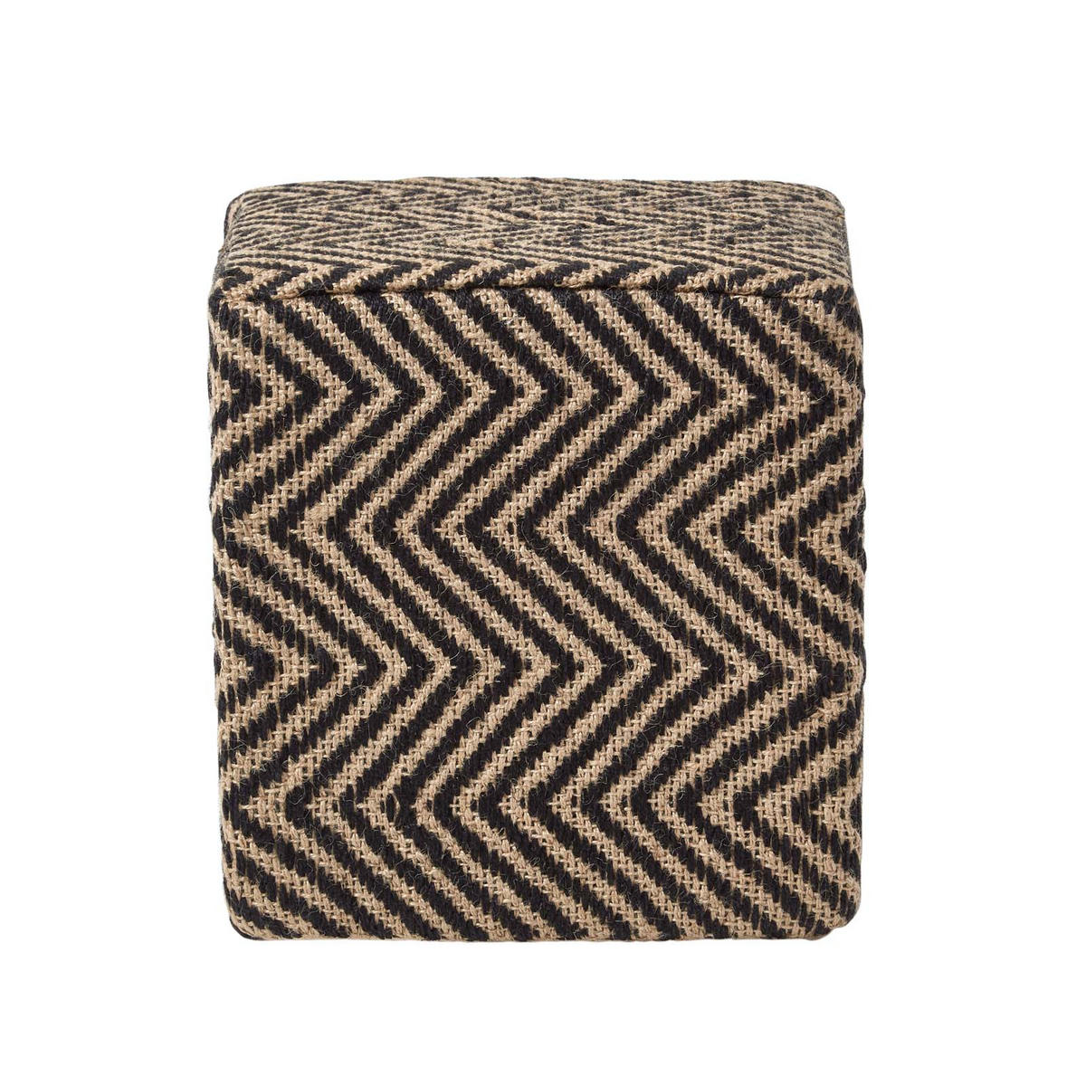 SITZWÜRFEL Jute mit Ethno-Muster, 36/36/38 cm - Schwarz, Textil (36/38/36cm) - Homescapes