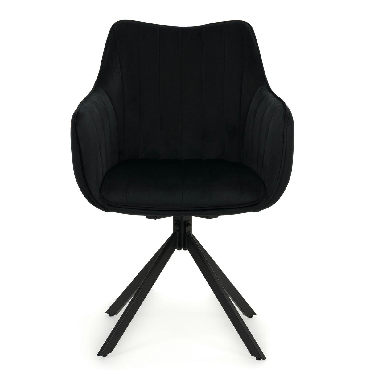 STUHL PIANO drehbar gepolsterter mit Steppung - schwarz - Velour - Schwarz, Textil/Metall (59/88/61cm) - NEW HOME