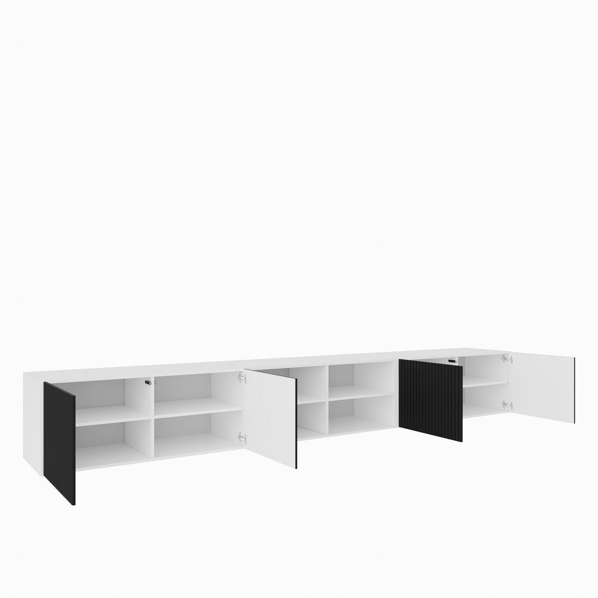 LOWBOARD VAREN 300/41/40 cm, Hängender TV-Schrank Weiß / Schwarz - Schwarz/Weiß, Holzwerkstoff (300/41/40cm) - MASSENO